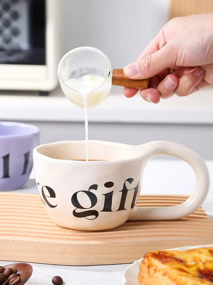 EpeiusHome Taza de cerámica con letras creativas, taza de café informal de escritorio, taza de té de la tarde
