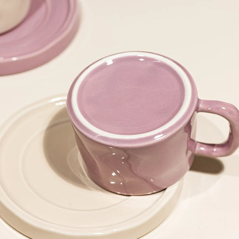 Tazas de café y platillos de cerámica, taza de té exquisita creativa para la tarde, taza de leche para el desayuno, regalo para niñas, tazas de agua