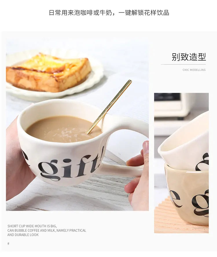 EpeiusHome Taza de cerámica con letras creativas, taza de café informal de escritorio, taza de té de la tarde