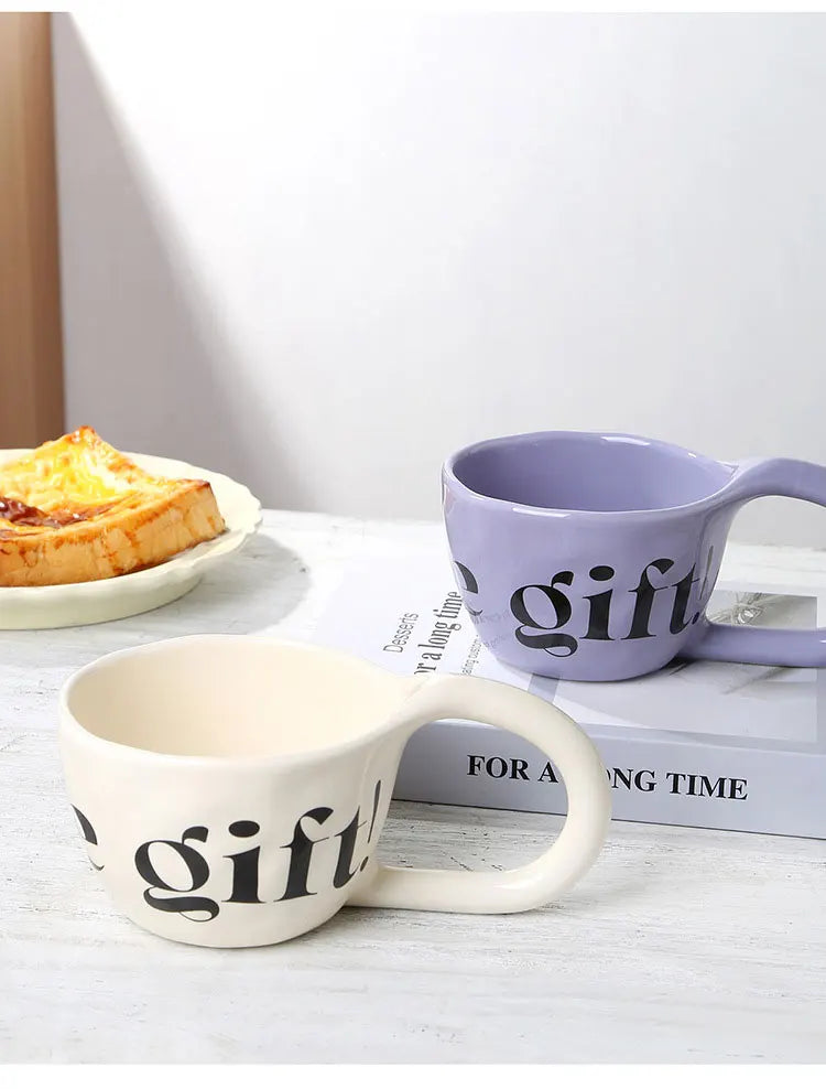 EpeiusHome Taza de cerámica con letras creativas, taza de café informal de escritorio, taza de té de la tarde