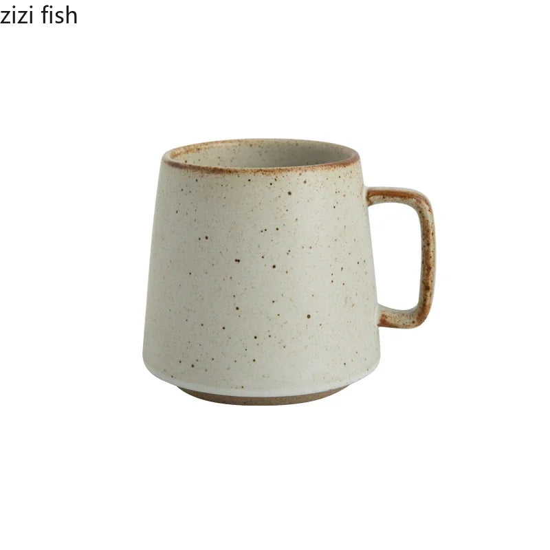Taza de cerámica creativa Retro, posavasos de madera, taza de café de oficina, taza de bebida, taza de leche, taza de pareja para el hogar, tazas de agua, tazas de té