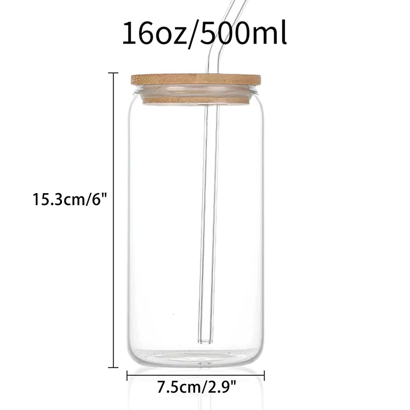 Taza de cristal con lazo rosa para niñas, botella de agua encantadora con tapa de bambú, vasos de café helado, vasos de jugo y bebidas, 500ml, 1 ud.