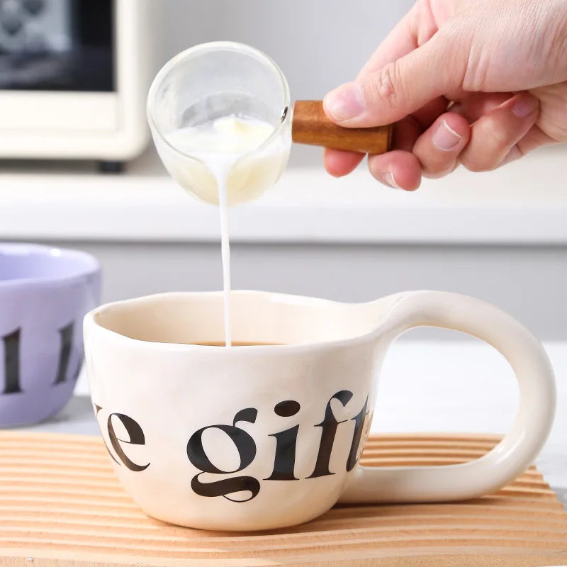 EpeiusHome Taza de cerámica con letras creativas, taza de café informal de escritorio, taza de té de la tarde