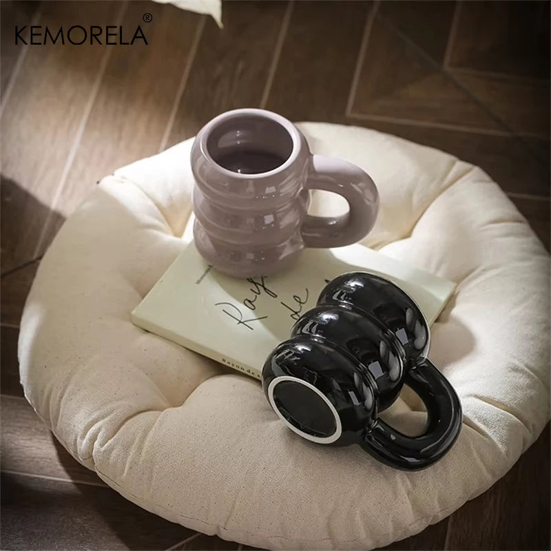 Nueva Taza de cerámica minimalista francesa, taza de té de la leche creativa de gran capacidad, diseño de nicho, bonita taza de café con asa