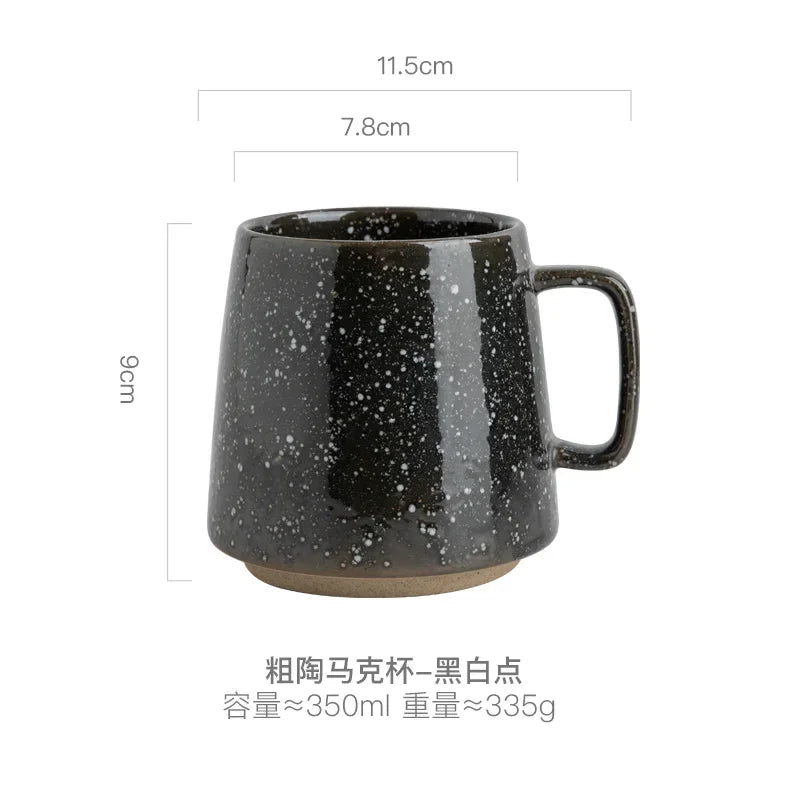 Taza de cerámica creativa Retro, posavasos de madera, taza de café de oficina, taza de bebida, taza de leche, taza de pareja para el hogar, tazas de agua, tazas de té