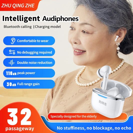 2025 Nuevos auriculares Bluetooth de escucha auxiliar inteligente Auriculares intrauditivos portátiles recargables con reducción de ruido Regalos para personas mayores