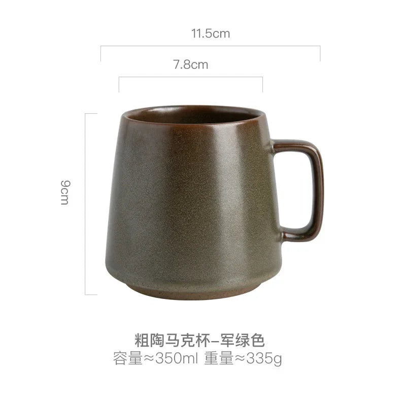 Taza de cerámica creativa Retro, posavasos de madera, taza de café de oficina, taza de bebida, taza de leche, taza de pareja para el hogar, tazas de agua, tazas de té