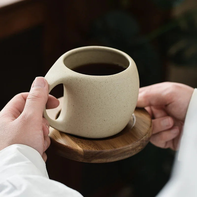 Taza de café de cerámica Vintage, platillo de 220ml para desayuno, leche, avena, bebida, exquisita taza de café para té de la tarde, cumpleaños