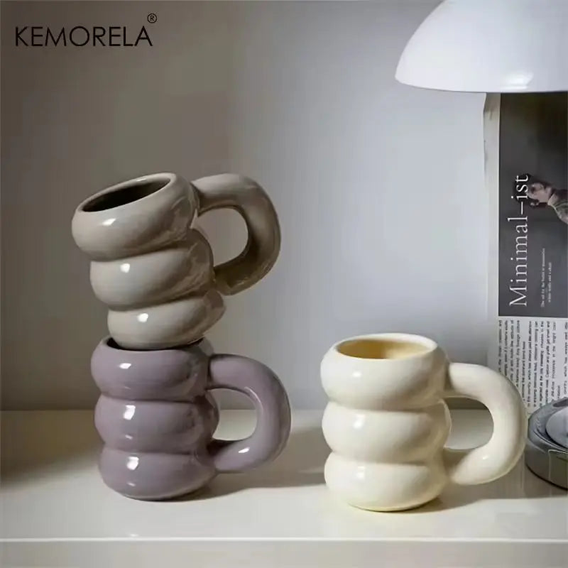 Nueva Taza de cerámica minimalista francesa, taza de té de la leche creativa de gran capacidad, diseño de nicho, bonita taza de café con asa