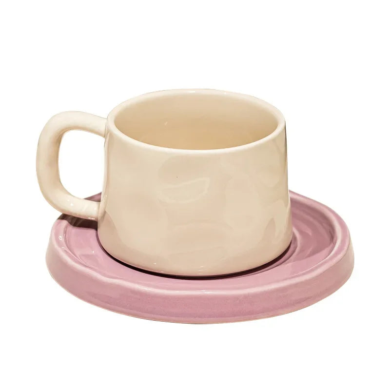 Tazas de café y platillos de cerámica, taza de té exquisita creativa para la tarde, taza de leche para el desayuno, regalo para niñas, tazas de agua