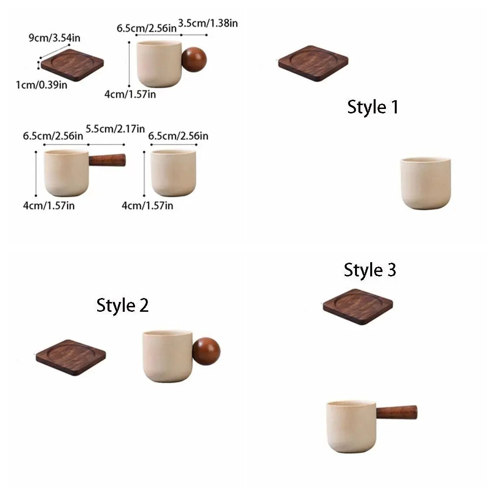 Wine Mug Ceramic Coffee Cup Wooden Handmade Teacup Bowl Thicked Heat-resistant Tea Drinking Cup Girl