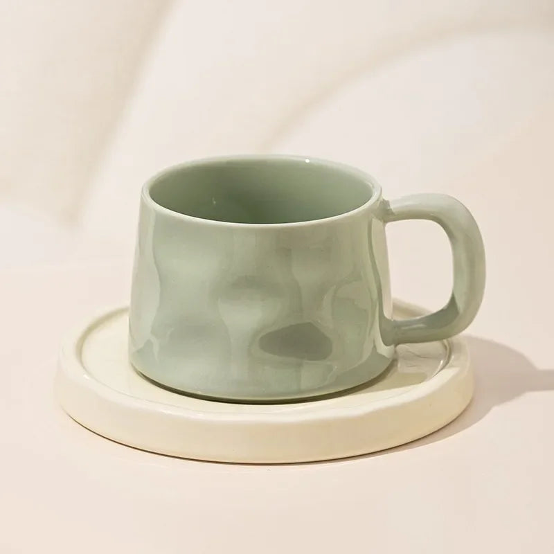 Tazas de café y platillos de cerámica, taza de té exquisita creativa para la tarde, taza de leche para el desayuno, regalo para niñas, tazas de agua