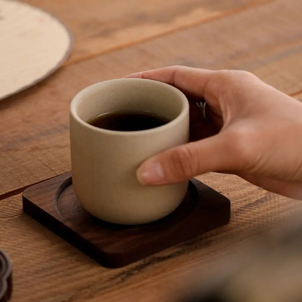 Wine Mug Ceramic Coffee Cup Wooden Handmade Teacup Bowl Thicked Heat-resistant Tea Drinking Cup Girl