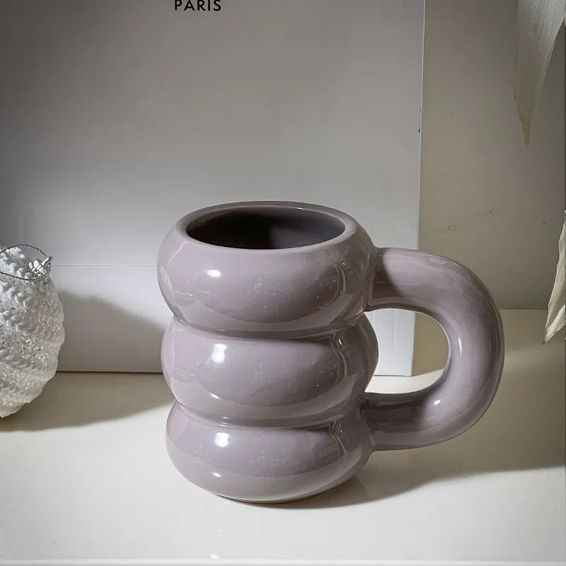 Nueva Taza de cerámica minimalista francesa, taza de té de la leche creativa de gran capacidad, diseño de nicho, bonita taza de café con asa