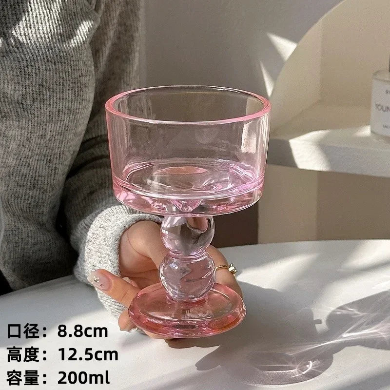 Vasos de polvo de chica medieval rosa, copas de whisky, copas vintage, copas de postre, vaso para beber jugo, cócteles