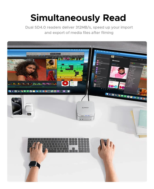 ORICO MiniLink USB C carcasa de disco duro acoplamiento convertidor de interfaz múltiple SD/TF 4,0 transferencia USB4 diseñada para MacMini M4 Dock