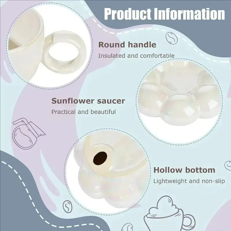 Juego de tazas de café de cerámica con platillo, taza creativa en forma de nube, leche, té de la tarde, tazas de agua, artículos para beber, decoración de mesa de cocina