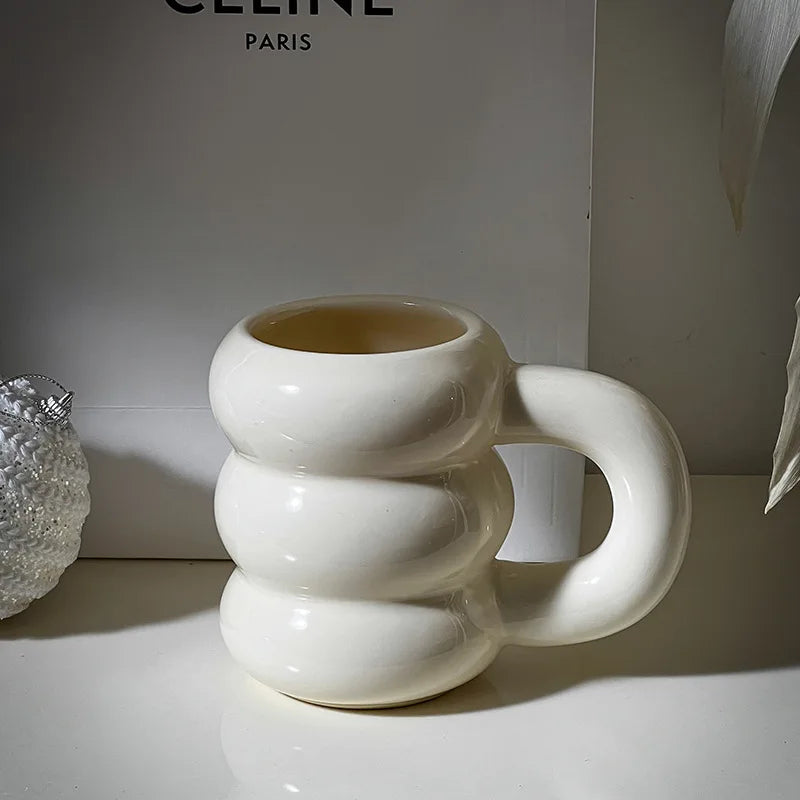 Nueva Taza de cerámica minimalista francesa, taza de té de la leche creativa de gran capacidad, diseño de nicho, bonita taza de café con asa