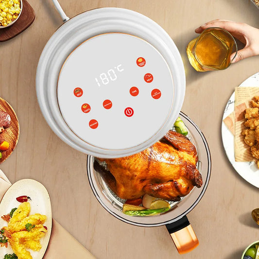 Freidora de aire eléctrica Visual sin aceite, multifuncional, automática, para el hogar, hornear a 360 °, pantalla táctil LED, Air vie