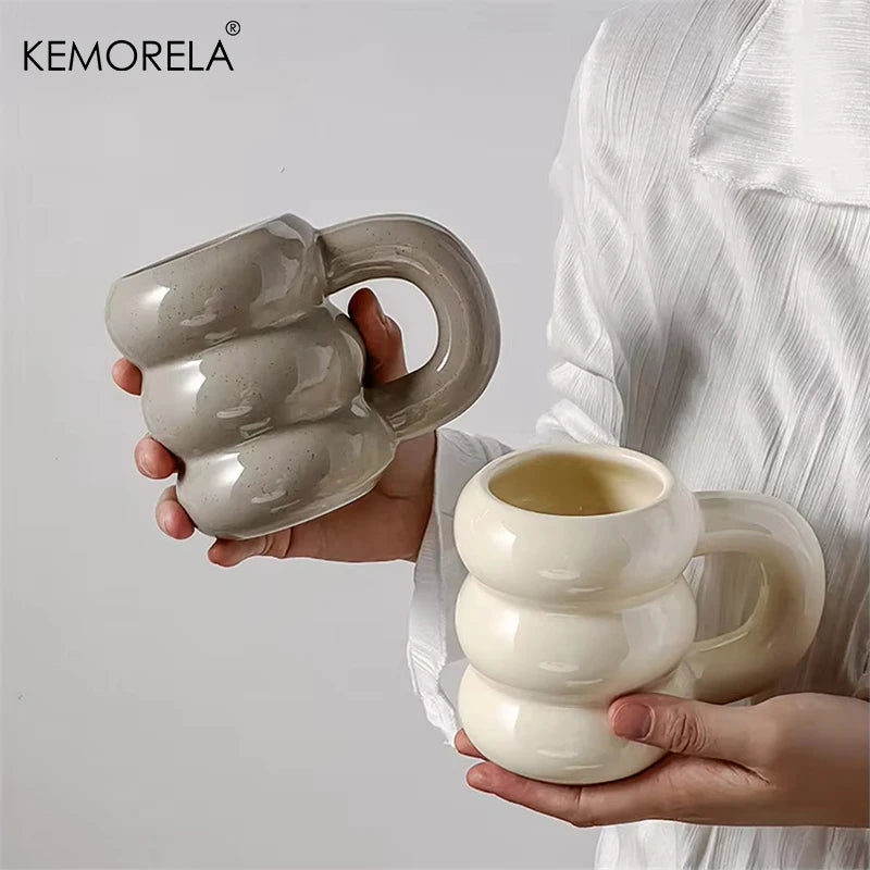 Nueva Taza de cerámica minimalista francesa, taza de té de la leche creativa de gran capacidad, diseño de nicho, bonita taza de café con asa