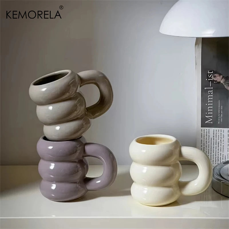 Nueva Taza de cerámica minimalista francesa, taza de té de la leche creativa de gran capacidad, diseño de nicho, bonita taza de café con asa