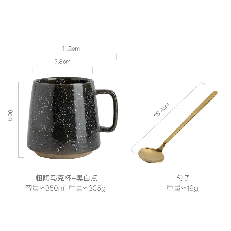 Taza de cerámica creativa Retro, posavasos de madera, taza de café de oficina, taza de bebida, taza de leche, taza de pareja para el hogar, tazas de agua, tazas de té