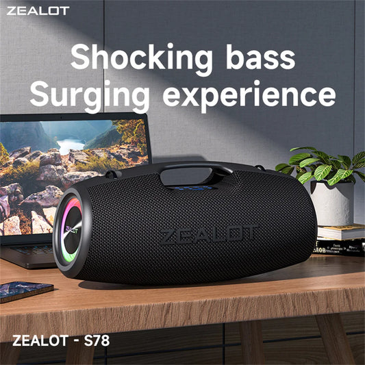 ZEALOT-S78 Altavoz Bluetooth portátil de 120W, altavoz para Fiesta al aire libre, altavoz grande, excelente rendimiento de graves, altavoz Hifi