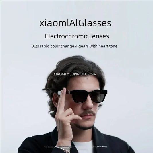 Gafas inteligentes originales Xiaomi AI, gafas fotocromáticas con cámara de acción, conectividad Bluetooth y Control por voz, regalo para primera persona