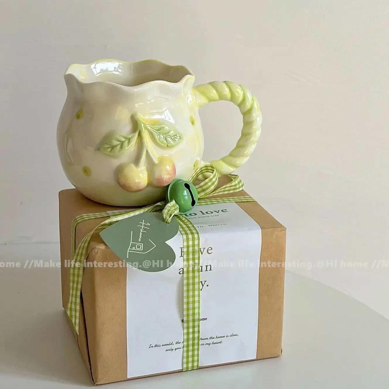 Taza de cerámica con lazo en relieve rosa, tazas para café, leche, bebidas, taza con asa de cerámica con caja, regalo para niñas