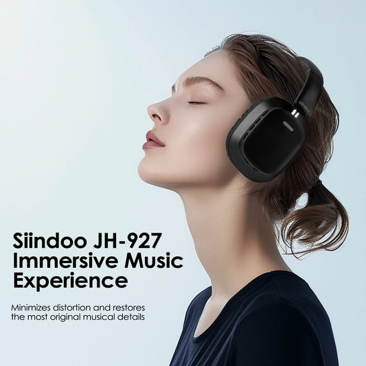 Siindoo JH-927 Auriculares inalámbricos sobre la oreja, 65 horas de reproducción Auriculares Bluetooth con micrófono, Auriculares ligeros plegables para PC