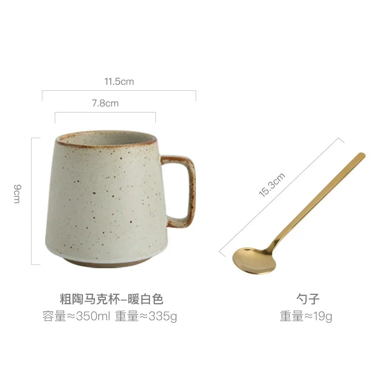 Taza de cerámica creativa Retro, posavasos de madera, taza de café de oficina, taza de bebida, taza de leche, taza de pareja para el hogar, tazas de agua, tazas de té