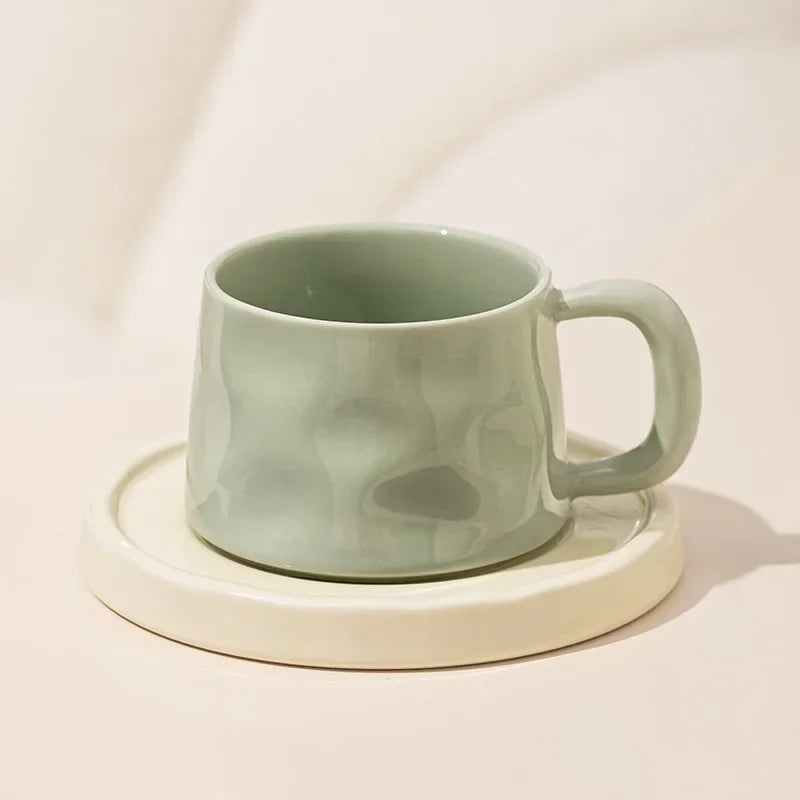 Tazas de café y platillos de cerámica, taza de té exquisita creativa para la tarde, taza de leche para el desayuno, regalo para niñas, tazas de agua