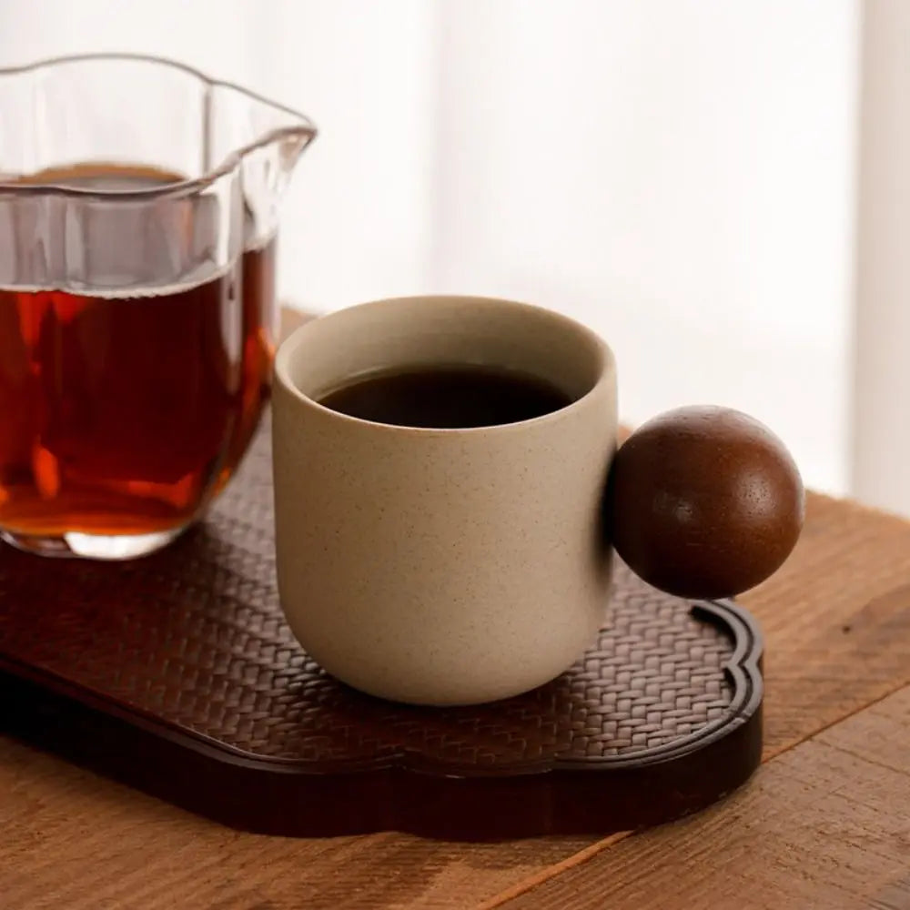 Wine Mug Ceramic Coffee Cup Wooden Handmade Teacup Bowl Thicked Heat-resistant Tea Drinking Cup Girl