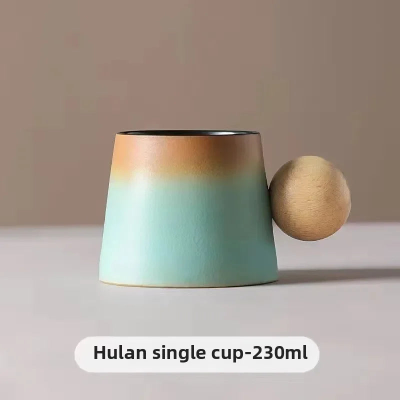 Juego de taza de café y platillo de cerámica de diseño creativo, taza personal delicada y de alta gama, taza de té de la tarde con un estilo retro
