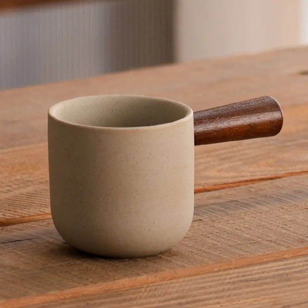 Wine Mug Ceramic Coffee Cup Wooden Handmade Teacup Bowl Thicked Heat-resistant Tea Drinking Cup Girl