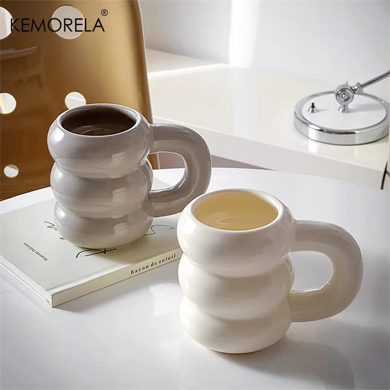 Nueva Taza de cerámica minimalista francesa, taza de té de la leche creativa de gran capacidad, diseño de nicho, bonita taza de café con asa