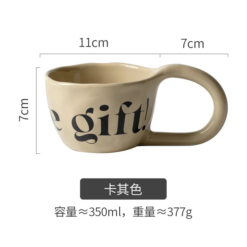 EpeiusHome Taza de cerámica con letras creativas, taza de café informal de escritorio, taza de té de la tarde