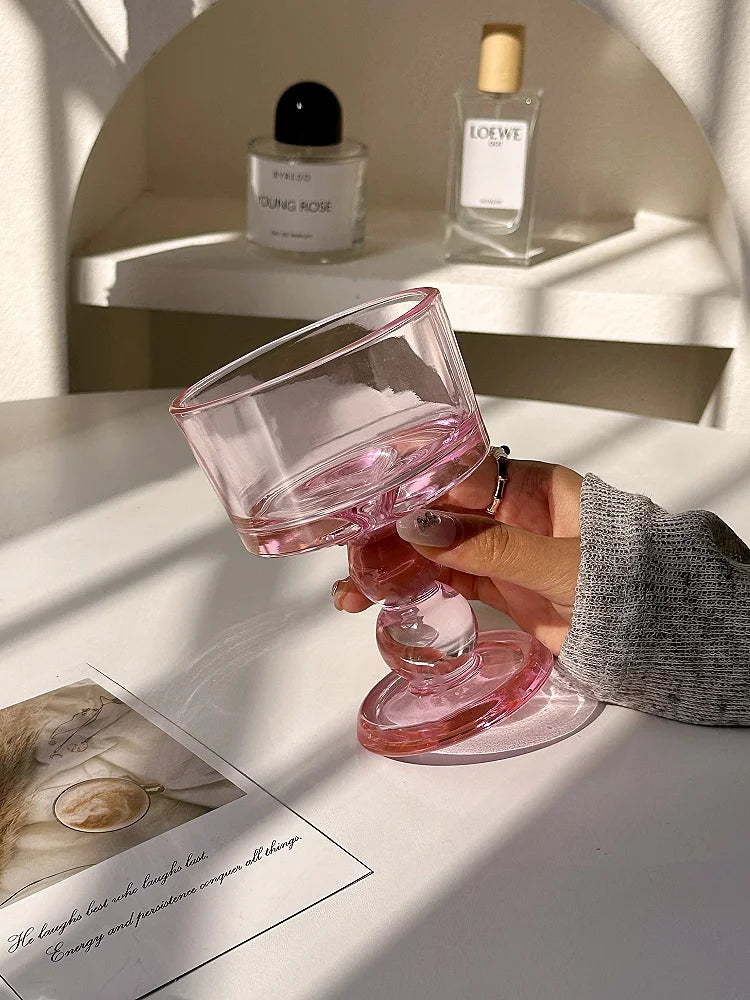 Vasos de polvo de chica medieval rosa, copas de whisky, copas vintage, copas de postre, vaso para beber jugo, cócteles