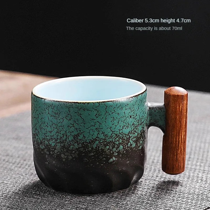 Taza de café exquisita hecha a mano creativa, taza de café Vintage con mango de madera, tazas, tazas, vasos, cocina, comedor, Bar, hogar