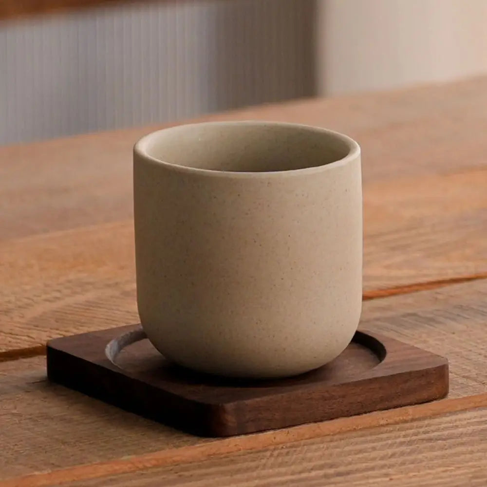 Wine Mug Ceramic Coffee Cup Wooden Handmade Teacup Bowl Thicked Heat-resistant Tea Drinking Cup Girl