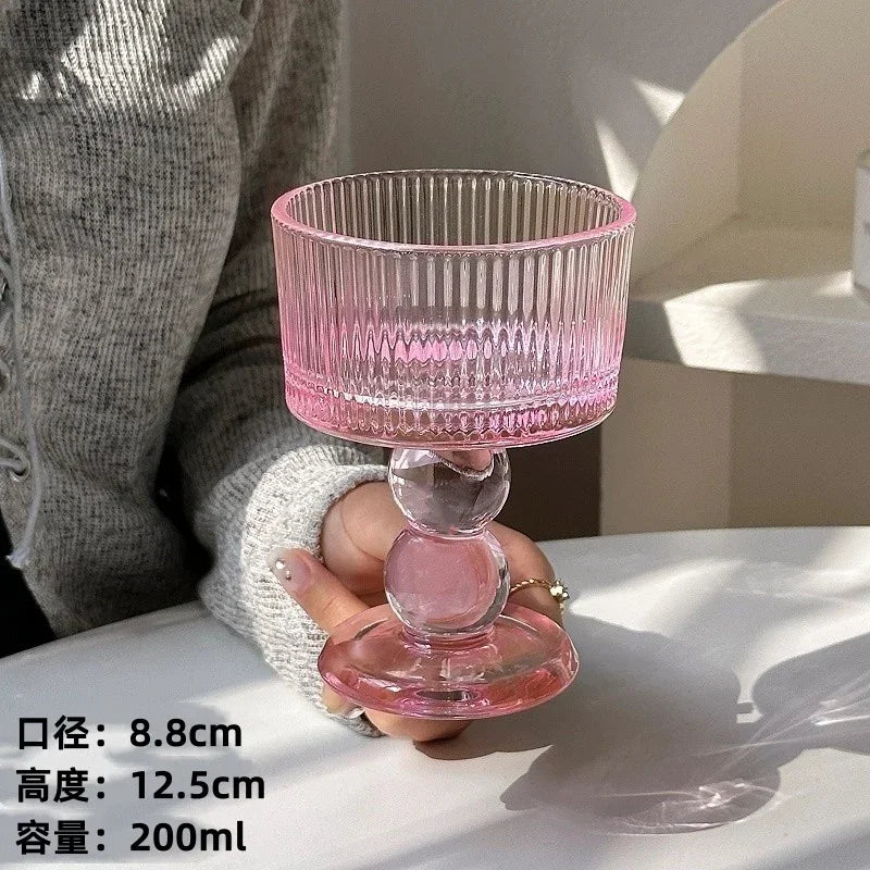 Vasos de polvo de chica medieval rosa, copas de whisky, copas vintage, copas de postre, vaso para beber jugo, cócteles