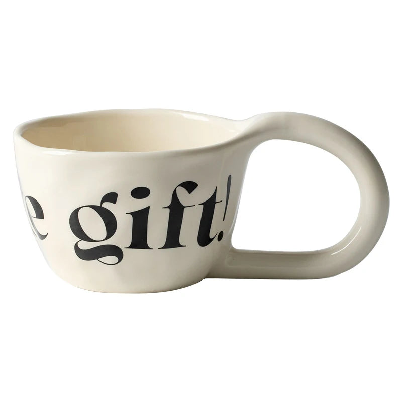 EpeiusHome Taza de cerámica con letras creativas, taza de café informal de escritorio, taza de té de la tarde