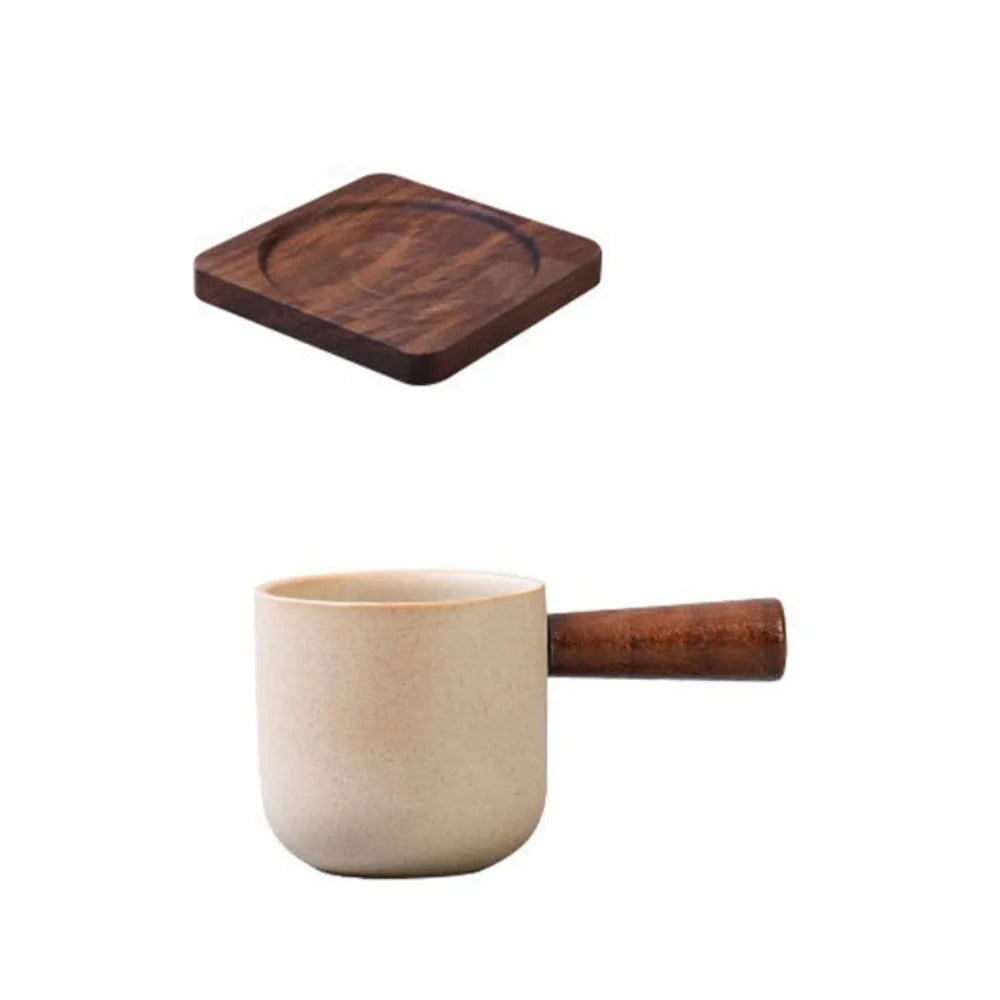 Wine Mug Ceramic Coffee Cup Wooden Handmade Teacup Bowl Thicked Heat-resistant Tea Drinking Cup Girl