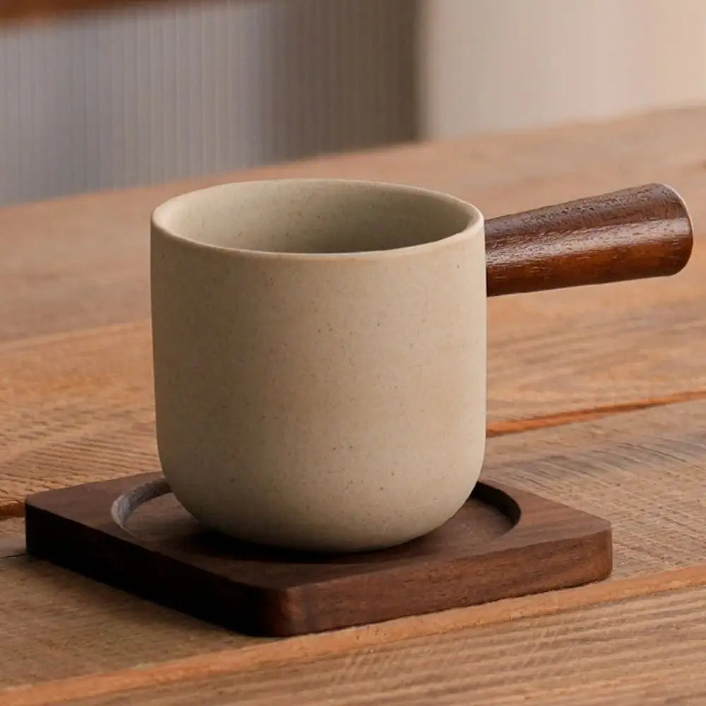 Wine Mug Ceramic Coffee Cup Wooden Handmade Teacup Bowl Thicked Heat-resistant Tea Drinking Cup Girl