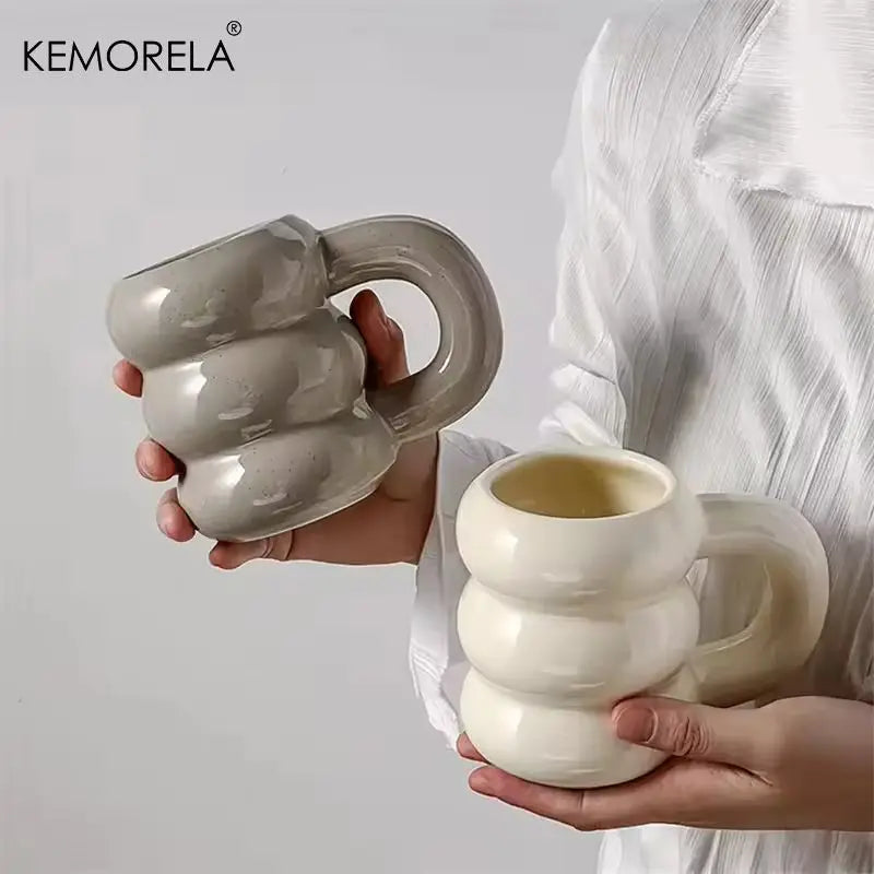 Nueva Taza de cerámica minimalista francesa, taza de té de la leche creativa de gran capacidad, diseño de nicho, bonita taza de café con asa