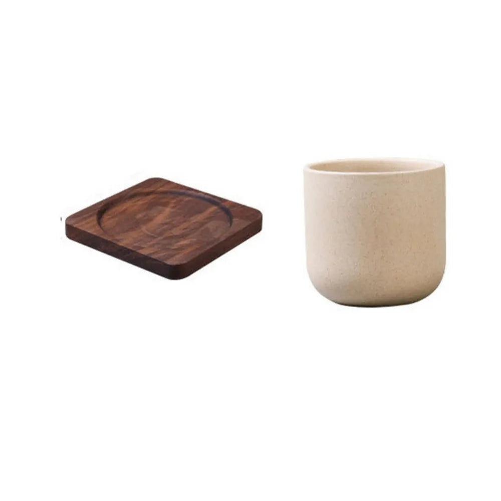 Wine Mug Ceramic Coffee Cup Wooden Handmade Teacup Bowl Thicked Heat-resistant Tea Drinking Cup Girl