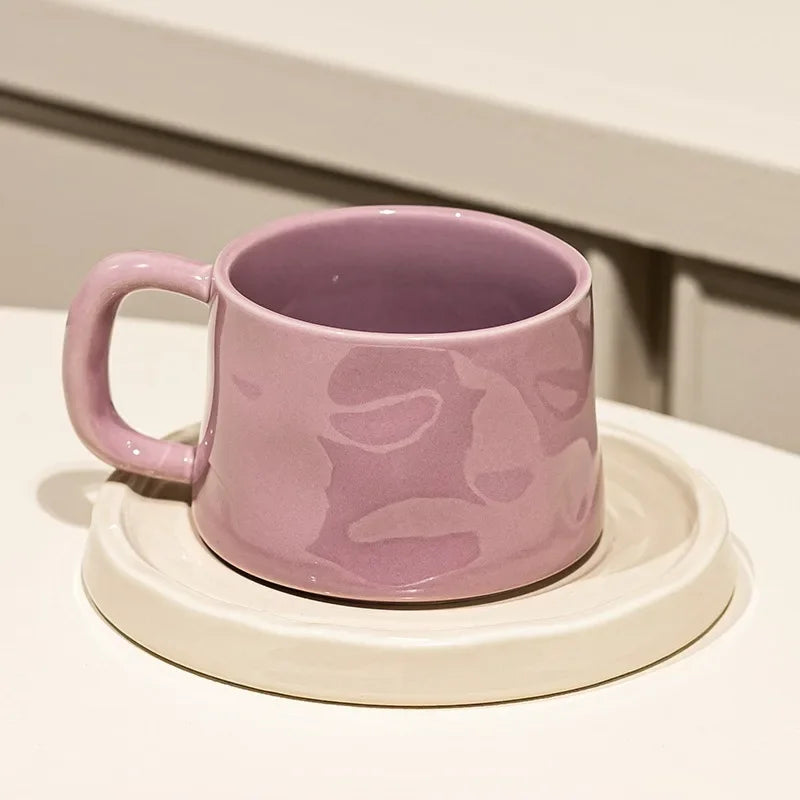 Tazas de café y platillos de cerámica, taza de té exquisita creativa para la tarde, taza de leche para el desayuno, regalo para niñas, tazas de agua