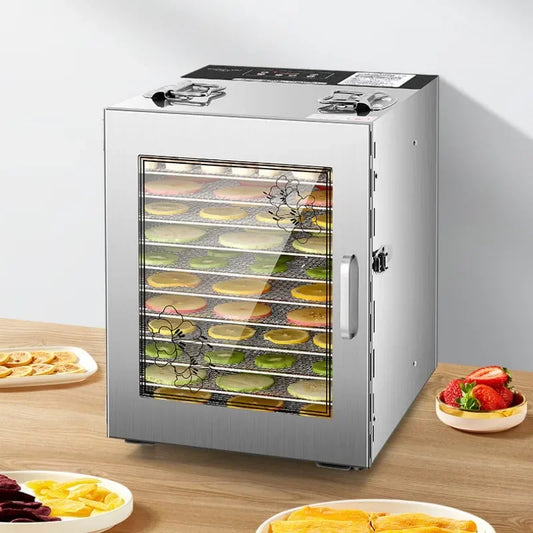 Freidora de aire de 12 capas, máquina secadora de frutas para uso comercial en el hogar, aperitivos pequeños de morera para mascotas, carne, verduras, pescado seco, deshidratador de alimentos