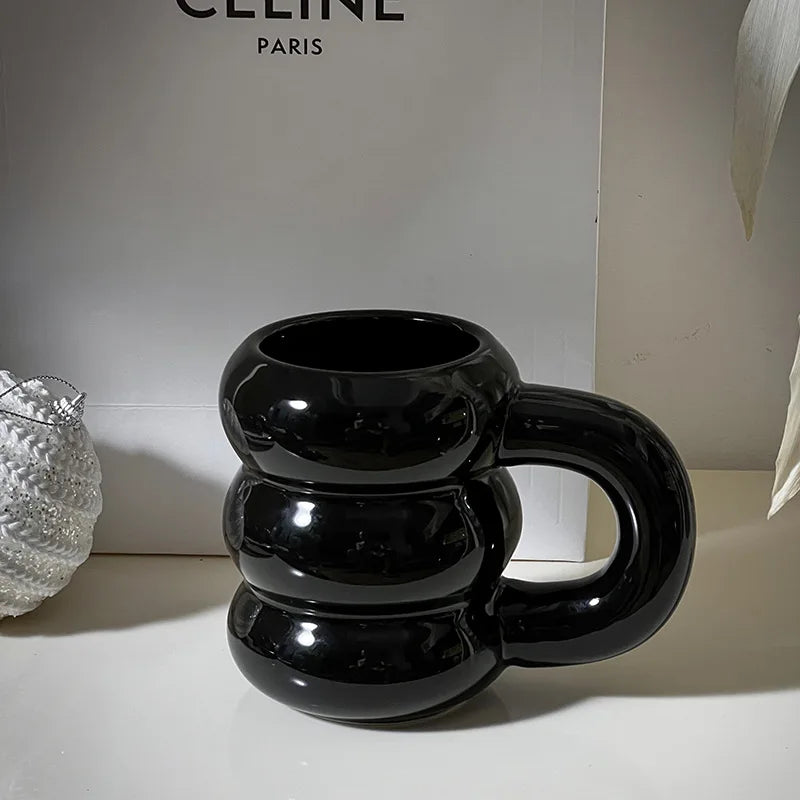 Nueva Taza de cerámica minimalista francesa, taza de té de la leche creativa de gran capacidad, diseño de nicho, bonita taza de café con asa