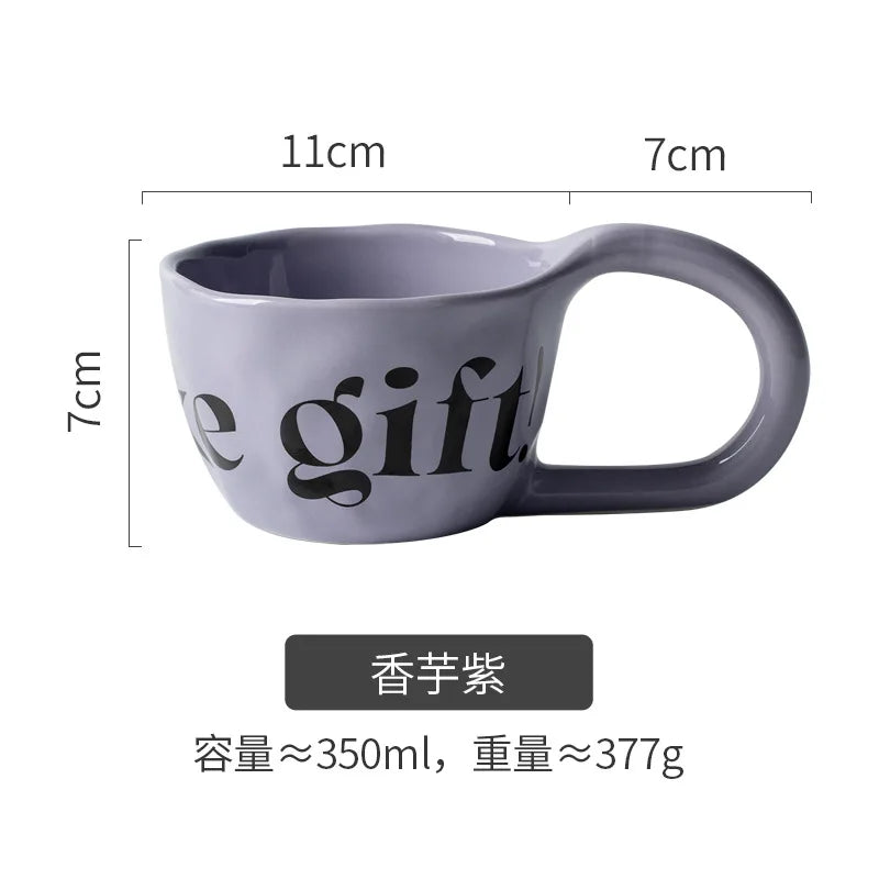 EpeiusHome Taza de cerámica con letras creativas, taza de café informal de escritorio, taza de té de la tarde